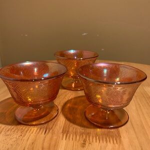 3 Federal Glass Normandie Sunburst Desert Cups
